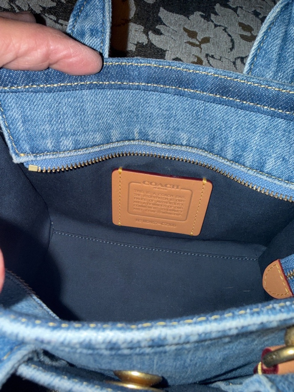 Coach Denim Mini Tote with Navy Logo and Tan Tag - Picture 4 of 4